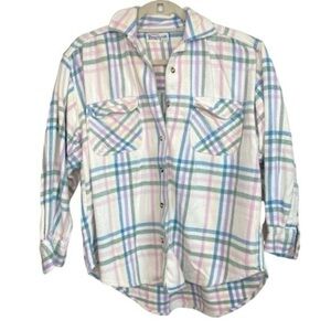 BALISTIK Wear Vintage Pastel Plaid Button Down Flannel Top Size Medium